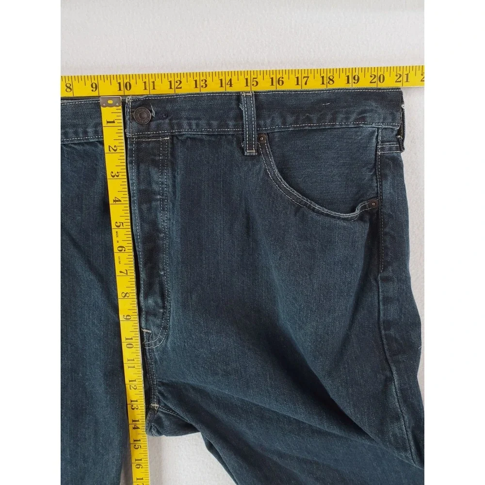 Levis 501 Jeans Mens 44x32 Blue Original Straight Button Fly Dark Wash Work Pant